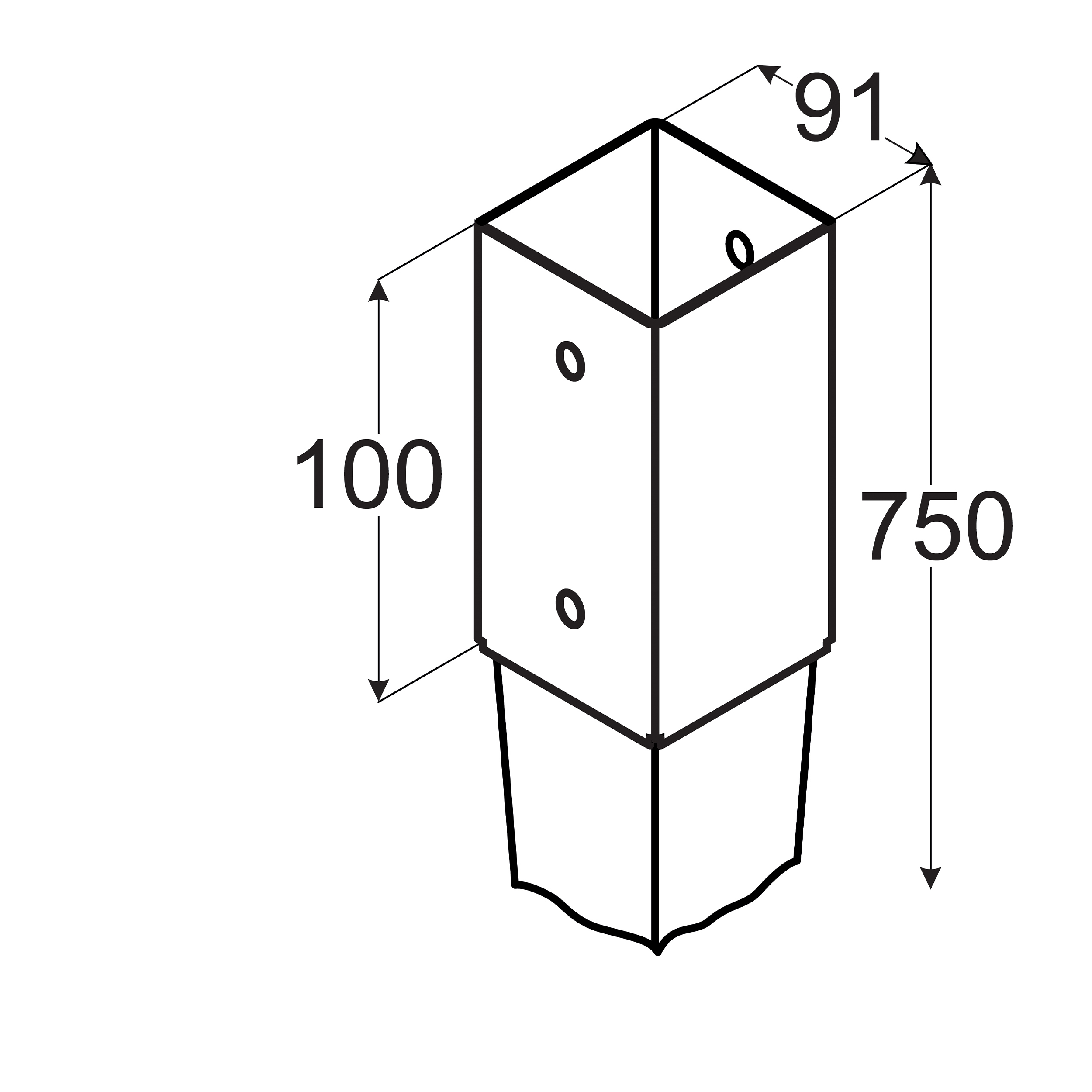 Podstawa słupa wbijana 90 mm - PSG 90/750 | 90 mm
